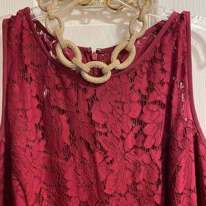 WHBM rich burgundy lace evening dress. Accessories not included.